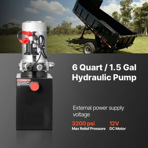 Centralina Idraulica 6 Quarti DC 12V per Rimorchi Ribaltabili, Pressione Massima 3200 PSI, Portata 0.91 GPM, Pompa a Singolo Effetto - Product Image 2