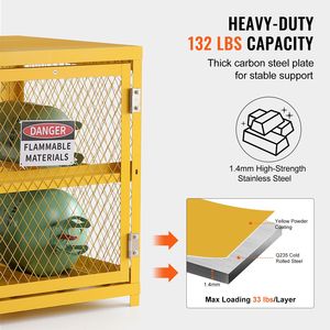 Armadio Orizzontale per Stoccaggio Bombole, Capacità 4 x 33 Libbre, 31.02x30.04x35 Pollici, Gabbia per Stoccaggio Bombole di Gas Propano, per Magazzino - Product Image 3