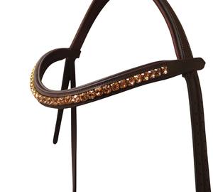 FAB International - Arnés de Cuero Premium para Caballo con Cristales Dorados y Acolchado, Brida Inglesa para Exhibición y Entrenamiento, Personalizable - Product Image 1