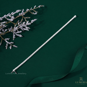 Pulsera de tenis de lujo con corte brillante redondo y certificado IGI para mujer |   Pulsera de tenis con diamantes chapada en oro blanco - Product Image 2