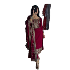 Ropa de fiesta de diseñador para mujer, conjunto de Dupatta inferior superior, conjuntos elegantes para mujer - Product Image 1