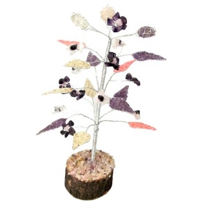 Arbre à pierres précieuses dégradées en bois, fait à la main, pierre précieuse scintillante - Product Image 1
