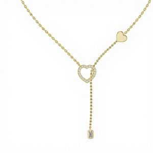 Pendentif Cœur en Diamants de Laboratoire Abordables, Or Jaune 18 carats Plaqué Rhodium, Style Romantique, Utilisation Quotidienne, Bureau/Soirée - Product Image 1