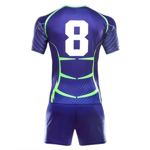 Uniforme de Rugby Verde para Hombre, Manga Corta, Cuello Redondo, Absorbente de Humedad, Ajustado, Ropa Deportiva de Fútbol, 100% Poliéster, Impresión Sublimada - Product Image 5