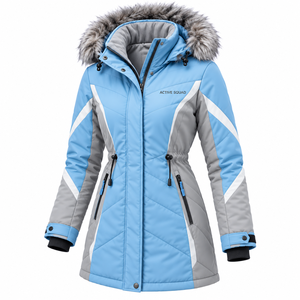 Veste thermique d'extérieur pour femmes pour la saison hivernale, veste parka d'hiver pour femmes en gros, imperméable et à capuche - Product Image 2