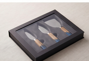 Handcrafted <b>Cheese</b> <b>Knife</b> <b>Set</b> Stainless Steel Blade With Wood Handle Blue Dipped Design Durable Kitchen Tools For Home And Hotel - Product Image 4