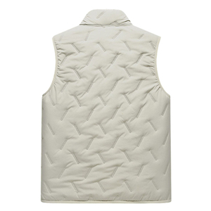 Chaleco Acolchado Beige para Hombre, Cuello Alto, Cortavientos, Informal, Relleno de Poliéster, Cierre de Cremallera, Color Sólido, Largo Regular - Product Image 2