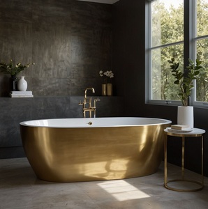 Premium Polished Copper Bathtub Luxury Metal Bath <b>Tub</b> for Home Bathroom Hotel Resort and Villa Interior - Product Image 4