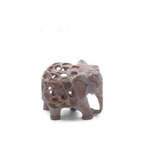 Hand Carved Marble Elephant Sculpture Natural Stone Animal <b>Figurine</b> Wildlife Ornament With Open Work Lattice Design Jali Work - Product Image 3