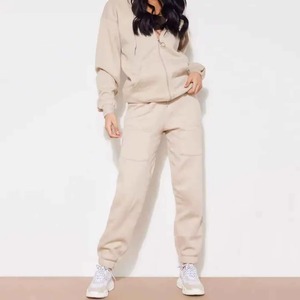 Conjunto Deportivo de Invierno de 2 Piezas para Mujer, Sudadera con Capucha y Pantalones Jogger, Color Sólido, Corte Regular Informal, Forro Polar Ecológico - Product Image 2