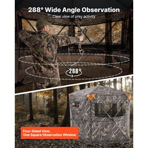 Tenda da Caccia Portatile a 5 Lati con Angolo di Visione di 288 Gradi per 6-7 Cacciatori, Resistente Tenda Mimetica in Tela con Borsa per il Trasporto - Product Image 2