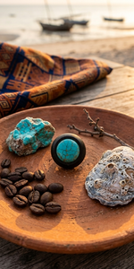 Classic Vintage Atemporal Ebony Turquoise Handmade Artisan <b>Craft</b> Solid Pau Preto Wood Unisex <b>Ring</b> for Retail and Bulk Trade - Product Image 6