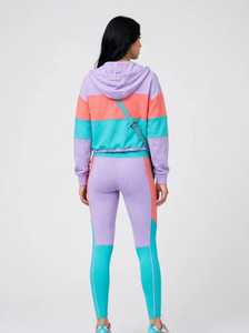Conjunto Deportivo de 2 Piezas para Mujer, Sudadera con Capucha y Cierre de Cremallera 2 en 1 en Colores Pastel y Leggings, Ligero, de Poliéster/Algodón, con Bolsillos Laterales - Product Image 5