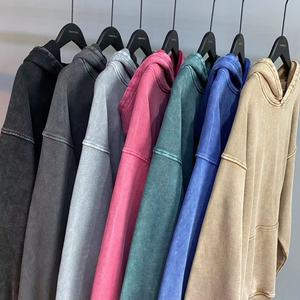 Sweat-shirt lourd personnalisé pour homme 420 g/m² en coton uni, coupe classique, style vintage délavé à l'acide, service OEM, pull à capuche uni - Product Image 3