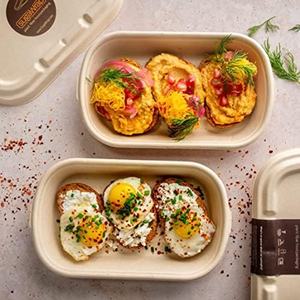 Contenedores de Alimentos Desechables Biodegradables de Bagazo de Caña de Azúcar, Resistentes y a Prueba de Fugas, con Tapa, Empaque Moderno para Comida para Llevar de Restaurantes - Product Image 2
