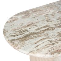 Table de salle à manger ovale en marbre Sawar Toronto avec dessus à motif linéaire, base en MDF gris, pour maison de luxe, villa, cuisine, restaurant
