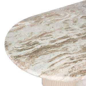 Oval Shape Sawar Toronto Marble Top With Liner Pattern MDF Grey Pedestal Base Luxury Home villa Kitchen Restaurant <b>Dining</b> <b>Table</b> - Product Image 4