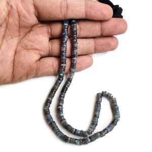 ลูกปัดพลอยลาบราดอไรต์ธรรมชาติทรงยางรถยนต์เจียระไน ร้อยเป็นเส้นสำหรับทำเครื่องประดับ คุณภาพสูง - Product Image 4