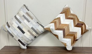 New Wholesale Luxury Genuine Leather Cushion Cases Cowhide Patchwork Pattern Square <b>Pillow</b> <b>Covers</b> for Living Room <b>Sofa</b> Home Use - Product Image 6