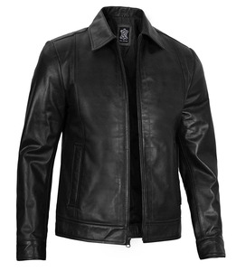 Chaquetas de Cuero Genuino Personalizadas para Hombre |   Ropa Exterior de Piel de Cordero Negra de Primera Calidad |   Estilos Harrington y Biker Disponibles |   Marca Privada OEM M - Product Image 3