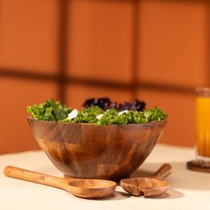 Tazón de Madera Hecho a Mano, Tazón de Madera Maciza Natural para Servir, Decoración Rústica para Cocina, Tazón para Mezclar Frutas y Ensaladas, Regalo - Product Image 1