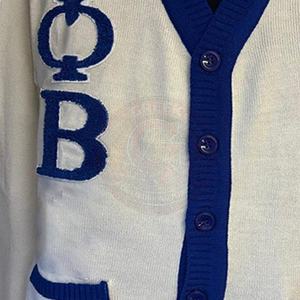 Cardigan pour homme avec logo en lettres grecques Phi Sigma PBS, en acrylique tricoté, col en V, manches longues avec fermeture boutonnée - Product Image 6