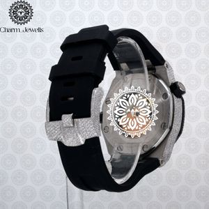 Charm_Jewells Stainless Steel Diamond <b>Watch</b> Black Silicone Band Analog Quartz Luxury Fashion Unisex Buckle Clasp - Product Image 4