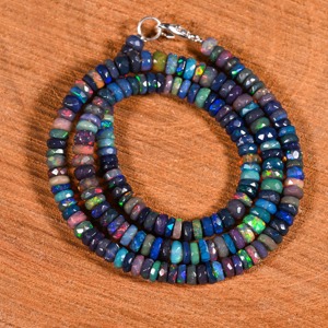 Collar de cuentas facetadas de ópalo etíope negro natural de 4-5 mm, collar de cuentas de ópalo Welo multicolor para mujer, regalo. - Product Image 5