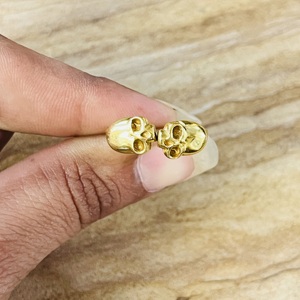 Statement Design Skull <b>Ring</b> Gothic Brass Band <b>Ring</b> For Men Gold Plated Double Skeleton <b>Open</b> Jewelry Wholesale Punk Biker <b>Ring</b> - Product Image 6