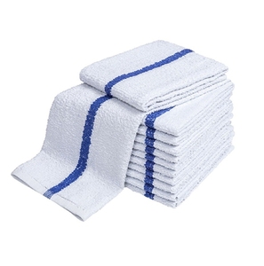 Serviettes de cuisine en coton blanc avec rayures colorées, chiffons de nettoyage rectangulaires multi-usages pour la cuisine, personnalisables - Product Image 4