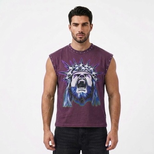 Custom Logo High Quality Casual Fashion 2026 New Design Men's Sleeveless Fitness Gym Tank <b>Top</b> Breathable Quick Dry Anti-Pilling - Product Image 1