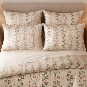 Drap plat en coton imprimé floral classique, couleur terre cuite, 100% coton, T 180 - Product Image 2