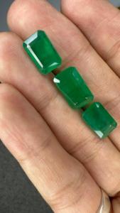Lot de 3 émeraudes Sakota naturelles de 13,08 carats, taille octogonale, couleur verte changeante, excellente qualité pour la fabrication de bijoux (bague, pendentif) - Product Image 2