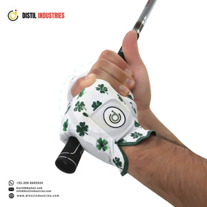 Gant de golf en cuir Cabretta super doux de qualité supérieure, main droite, blanc, imprimé trèfle vert, antidérapant, fermeture auto-agrippante, extérieur, unisexe - Product Image 2