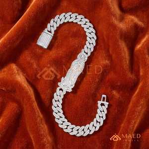 Pulsera de eslabones cubanos clásica plateada con moissanita, cadena fina, joyería de moda para uso diario, estilo regalo, Miami Chicago Buyer - Product Image 6