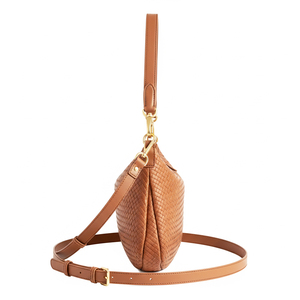 Royaa 2025 England Style Genuine Leather Water Resistant Handwoven Half Moon Shape <b>Shoulder</b> Bag Polyester Lining Removable <b>Strap</b> - Product Image 5