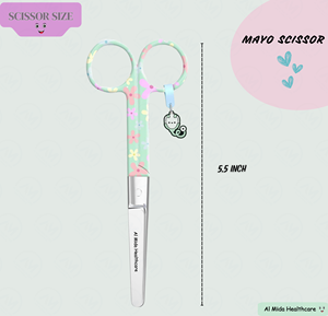 กรรไกรผ่าตัด Mayo พรีเมียม ขนาด 5.5 นิ้ว พร้อมจี้ลายดอกไม้และอุปกรณ์เสริมหูฟังแพทย์แบบแขวน - Product Image 4