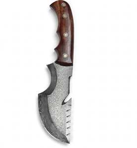 Cuchillo Artesanal de Acero de Damasco con Hoja Fija y Mango de Madera de Nogal – Herramienta Utilitaria Personalizada - Product Image 3
