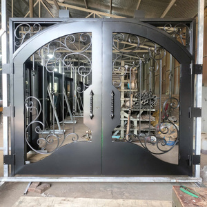 Portes d'entrée en fer forgé sur mesure, design de porte d'entrée sécurisée pour portes principales commerciales, maisons modernes, étanches, garantie 3 ans - Product Image 6