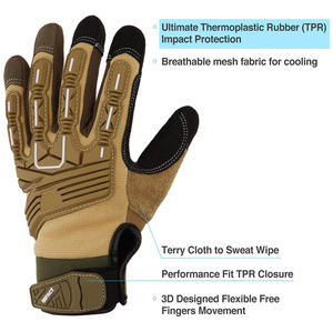 Gants de sécurité robustes TRP Impact Protection, anti-chocs et anti-vibrations, pour travaux industriels en usine et en atelier - Product Image 5