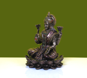 Estatua de Laxmi con Acabado de Cobre y Resina de Nirmala Handicrafts, Diosa Hindú de la Riqueza, Decoración Tradicional para Mesa o Templo en el Hogar - Product Image 2
