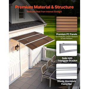 กันสาดหน้าต่างประตูด้านนอกขนาด 39 x 59 นิ้ว พร้อมขายึดโลหะและระบบระบายน้ำ ป้องกันฝน หิมะ และแสงแดด - Product Image 4