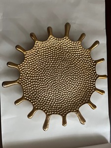 Decorative Hammered Metal Serving <b>Tray</b> With Sunburst Design Perfect For <b>Snacks</b> Serving And Table Display Wholesale From India - Product Image 3