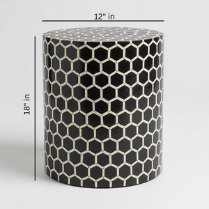 Mesa Auxiliar Industrial de Tambor con Incrustaciones de Hueso de Color Personalizado al por Mayor, Taburete de Acento Hecho a Mano con Patrón Hexagonal para Entrada, Escuela, Apartamento - Product Image 2