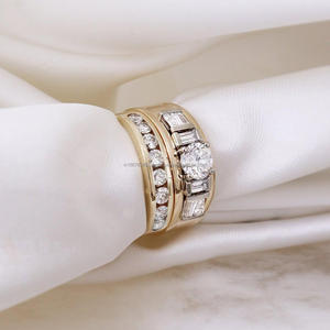 IGI/GIA Lab Grown Cut Diamond Vintage 14K Amarillo Boda/Anillo de compromiso Unisex Fino Oro blanco Aniversario Fiesta-Anillos dignos - Product Image 4