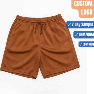 Shorts de basketball en mesh marron pour hommes, shorts de sport personnalisables avec logo, vente en gros - Product Image 1
