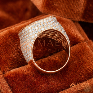 Custom 18K Rose Gold Plated Iced Out Signet Ring Luxury <b>Cushion</b> Cut Lab Diamond Men's Ring Hip Hop <b>Statement</b> Jewellery - Product Image 3