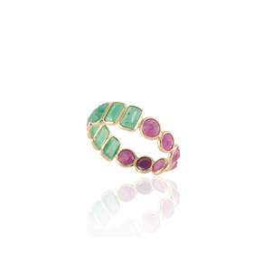 ทองคำขาว18K มรกตธรรมชาติและทับทิมกลุ่มนิรันดร์วง - Product Image 3