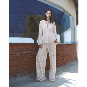 Productos de Venta Caliente 2026, Pantalones para Mujer, Elegantes Pantalones Anchos de Encaje, ODM, Pantalones de Encaje de Algodón Orgánico Japonés para Mujer - Product Image 2