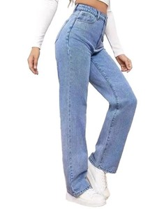 กางเกงยีนส์ทรงตรงเอวกลางสำหรับผู้หญิง แต่งระบาย ผ้าฝ้ายผสมสแปนเด็กซ์ ระบายอากาศได้ดี เป็นมิตรต่อสิ่งแวดล้อม สีซีดอ่อน สไตล์ลำลองสำหรับฤดูใบไม้ผลิ - Product Image 3